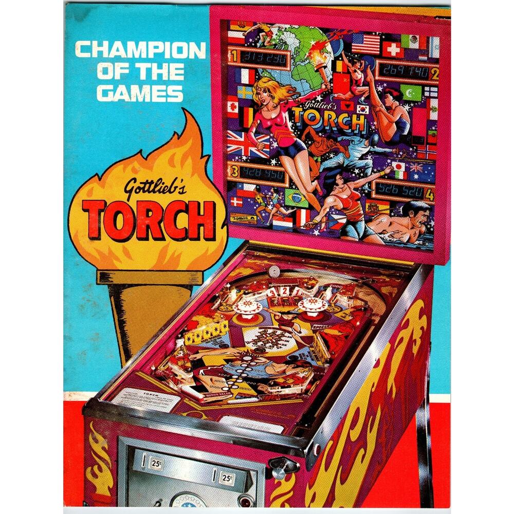 1980 Gottlieb Torch Pinball Machine Flyer Vintage Arcade Game Ephemera - Picture 1 of 2